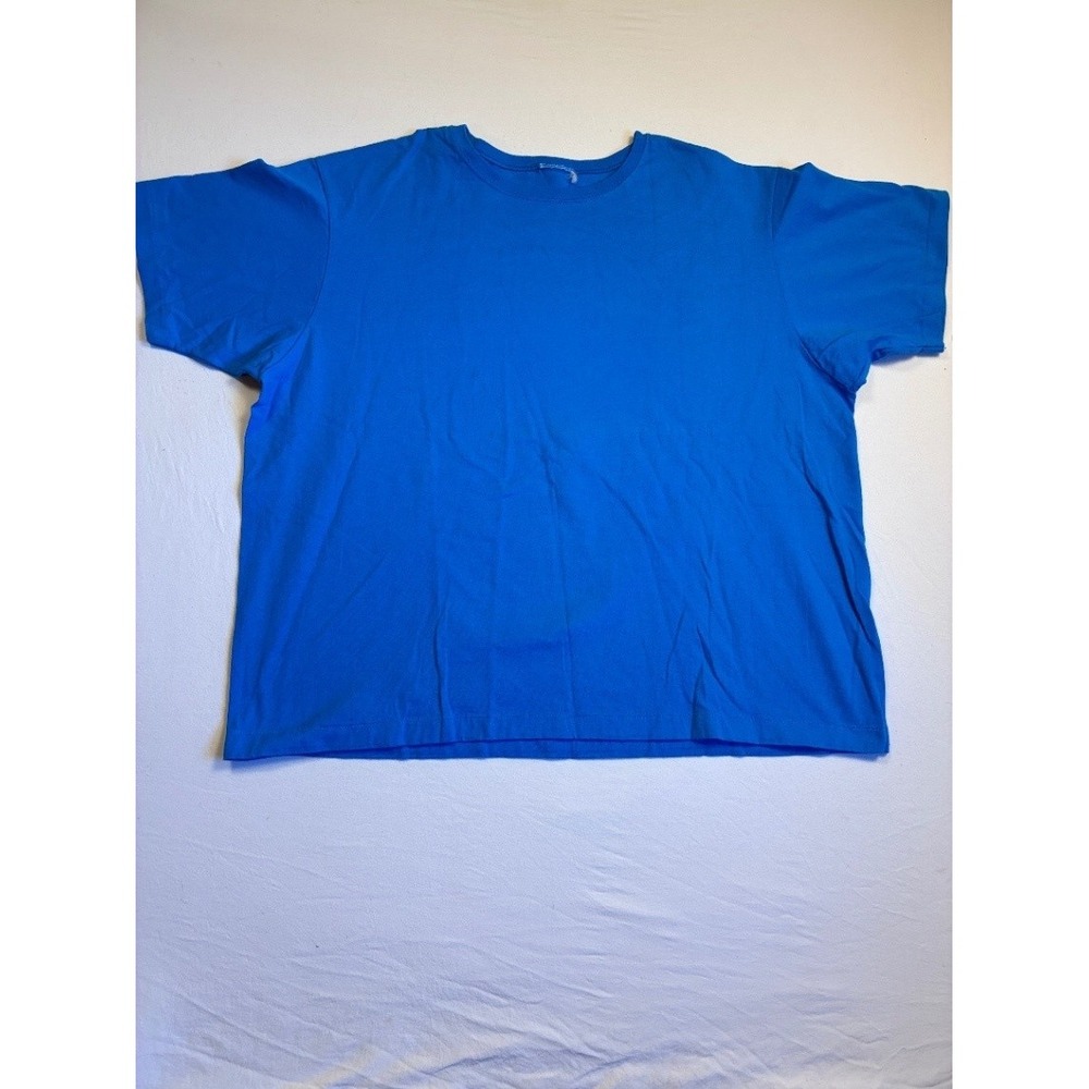 Vintage Men's T-Shirt Blue 2XL Crew Neck Single stitch Basic Short Sleeve Tee